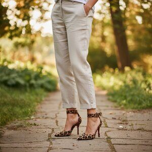 EMANUEL UNGARO ANIMAL PRINT ANKLE STRAP HIGH HEEL DESIGNER SHOES 8.M